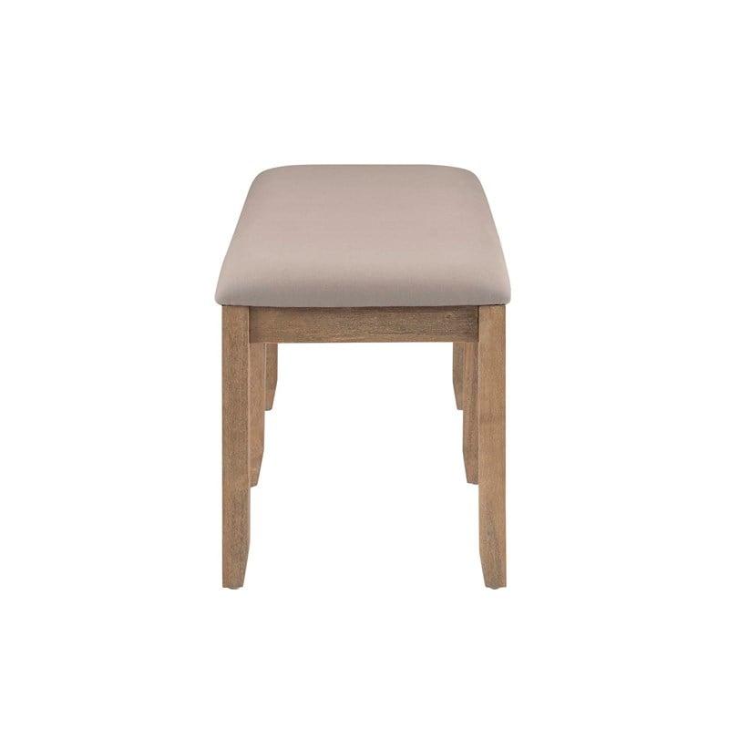 Pemberly Row Backless Acacia Bench with Upholstered Seat in Washed Gray