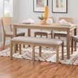 Pemberly Row Backless Acacia Bench with Upholstered Seat in Washed Gray
