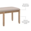 Pemberly Row Backless Acacia Bench with Upholstered Seat in Washed Gray