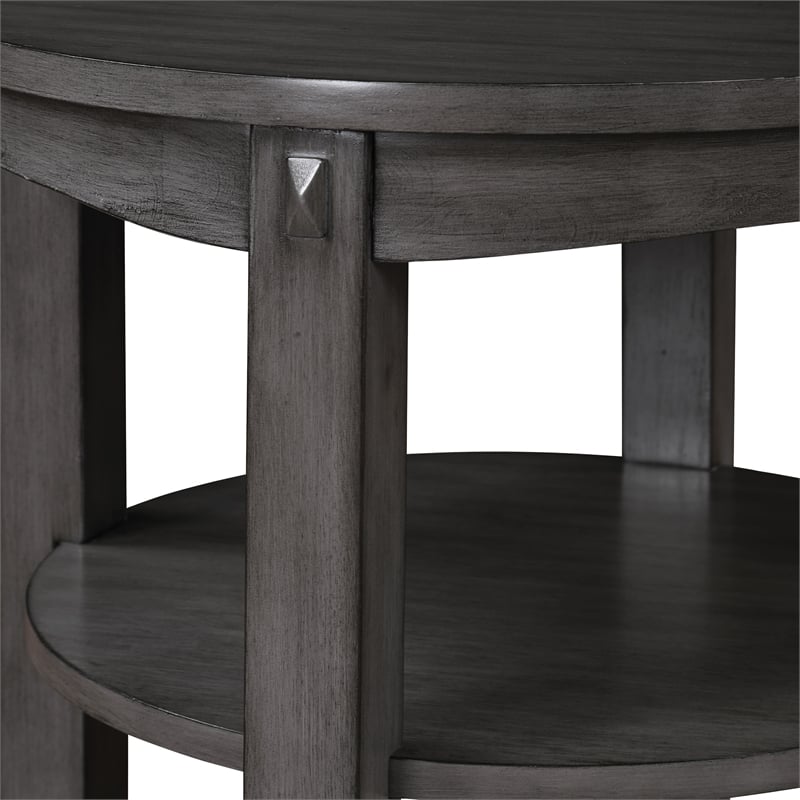 Pemberly Row 3-Shelf Round End Table in Slate Gray Wood Finish