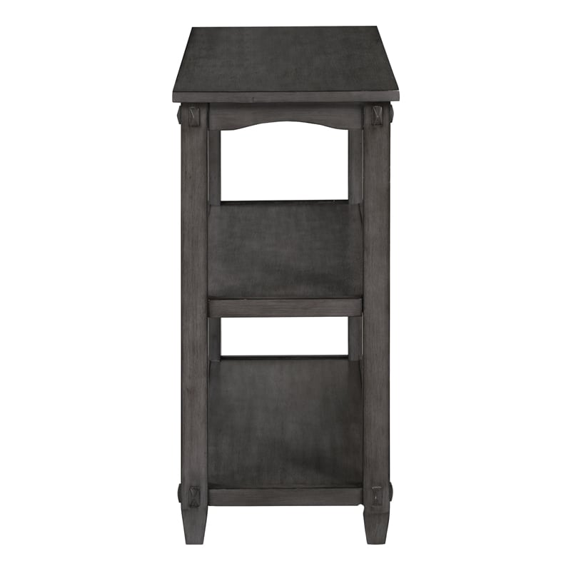 Pemberly Row 3-Shelf Console Table in Slate Gray Wood Finish