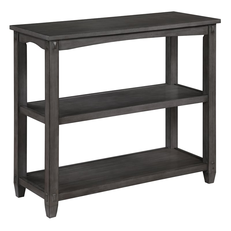 Pemberly Row 3-Shelf Console Table in Slate Gray Wood Finish