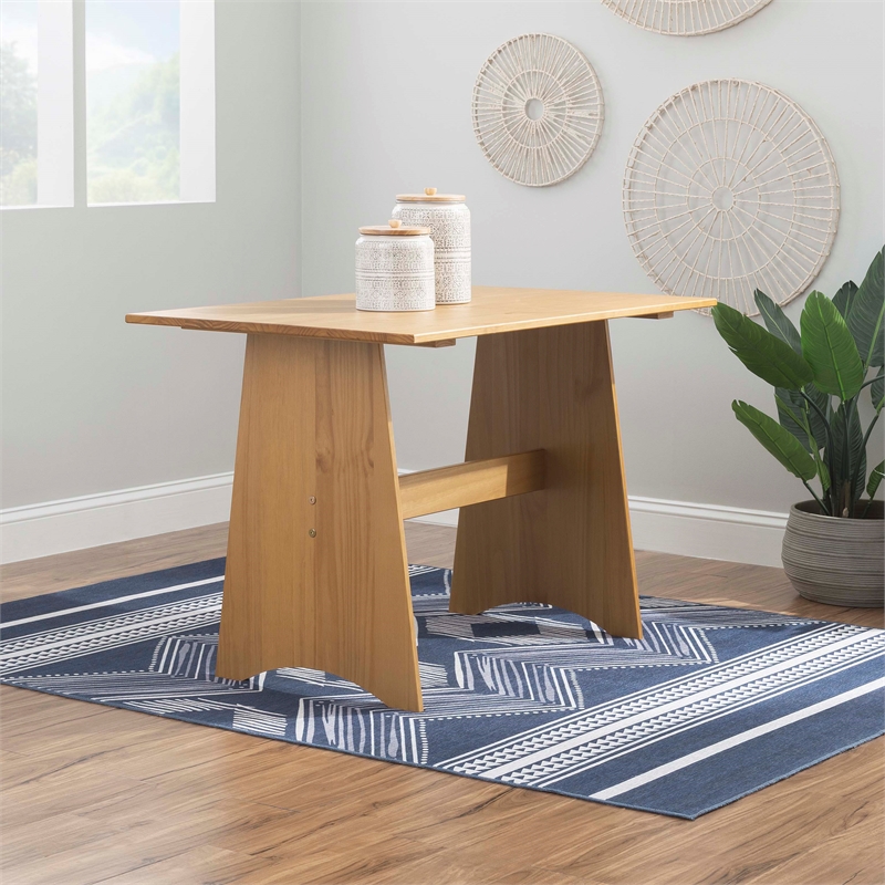 Pemberly Row Solid Pine Wood Dining Table with Honey Finish