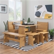 Pemberly Row Solid Pine Wood Dining Table with Honey Finish