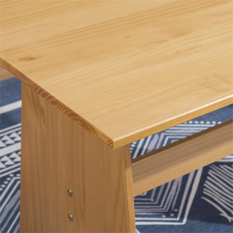 Pemberly Row Solid Pine Wood Dining Table with Honey Finish