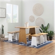 Pemberly Row Solid Pine Wood Dining Table with Honey Finish