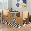 Pemberly Row Solid Pine Wood Dining Table with Honey Finish