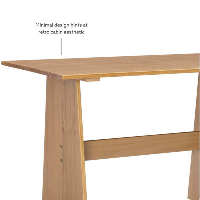 Pemberly Row Solid Pine Wood Dining Table with Honey Finish