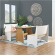 Pemberly Row Solid Pine Wood Dining Table with Honey Finish