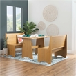 Pemberly Row Solid Pine Wood Dining Table with Honey Finish