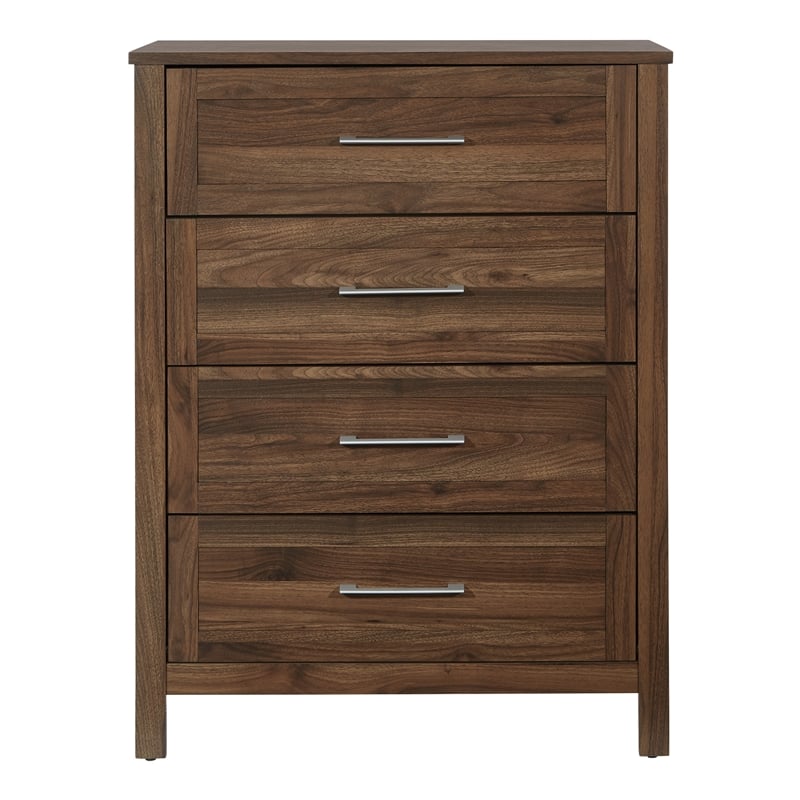 Pemberly Row Stonebrook 4-Drawer Chest in Classic Walnut Finish