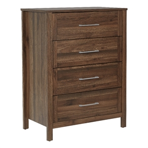 Pemberly Row Stonebrook 4-Drawer Chest in Classic Walnut Finish