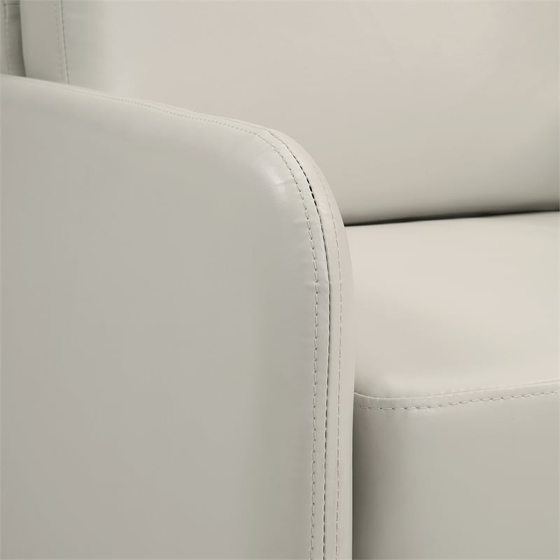 Pemberly Row Lounge Sofa in Cream Faux Leather with Chrome Legs