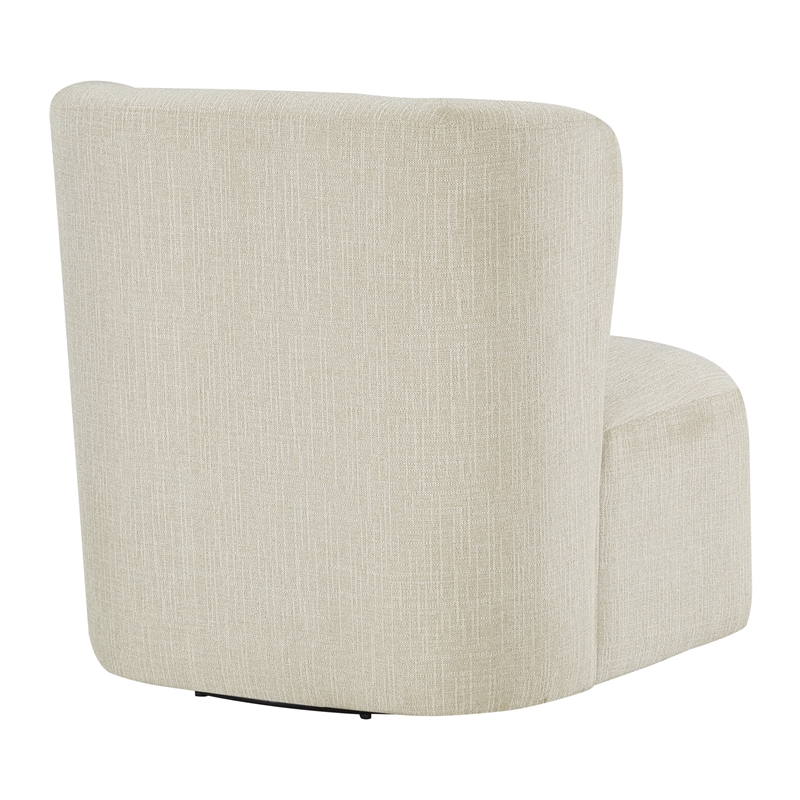 Pemberly Row Swivel Accent Chair in Linen White Fabric