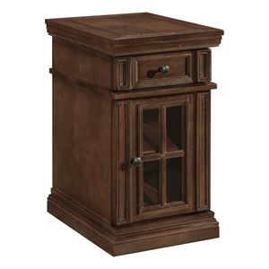 Pemberly Row Chair Side Table in Oak Finish with Storage