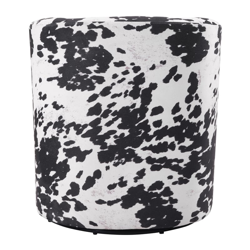 Pemberly Row Swivel Accent Chair in Black Cow Print Fabric