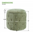 Pemberly Row Round Storage Ottoman with Tufted Design in Spring Green