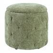 Pemberly Row Round Storage Ottoman with Tufted Design in Spring Green