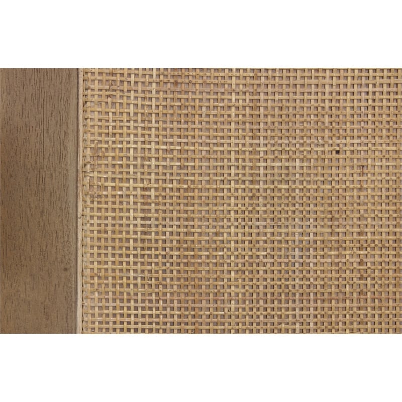 Pemberly Row Queen Panel Bed in Wheat Finish with Cane Detailing