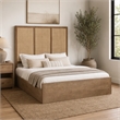 Pemberly Row Queen Panel Bed in Wheat Finish with Cane Detailing