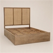 Pemberly Row Queen Panel Bed in Wheat Finish with Cane Detailing