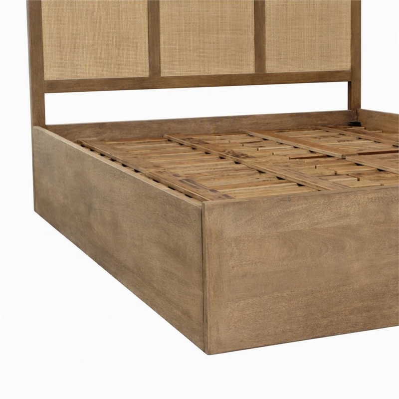 Pemberly Row Queen Panel Bed in Wheat Finish with Cane Detailing