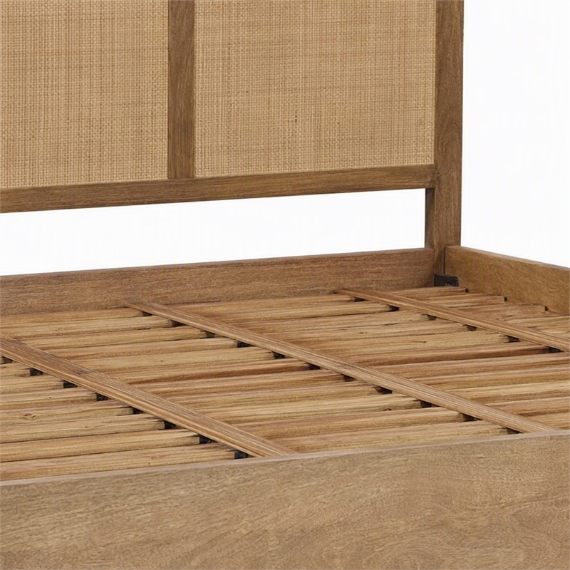 Pemberly Row 3-Panel King Bed with Solid Wood and Cane Detailing