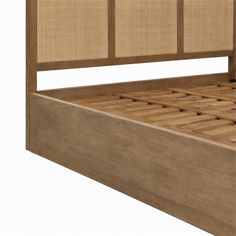 Pemberly Row 3-Panel King Bed with Solid Wood and Cane Detailing