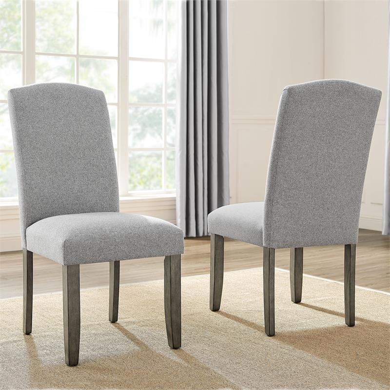 Pemberly Row Emily Upholstered Gray Fabric Side Chair with Wood Legs