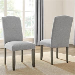 Pemberly Row Emily Upholstered Gray Fabric Side Chair with Wood Legs