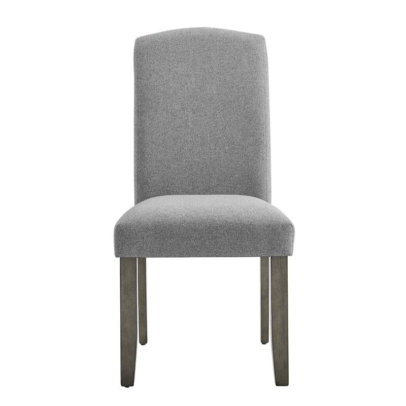 Pemberly Row Emily Upholstered Gray Fabric Side Chair with Wood Legs