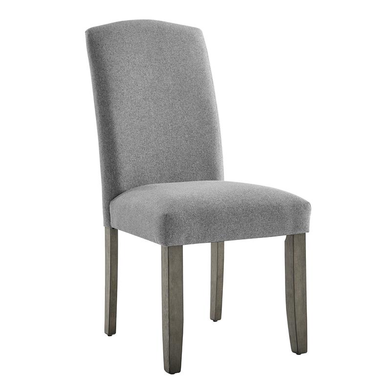 Pemberly Row Emily Upholstered Gray Fabric Side Chair with Wood Legs