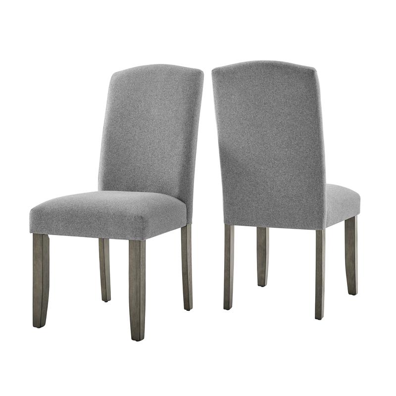 Pemberly Row Emily Upholstered Gray Fabric Side Chair with Wood Legs