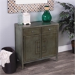 Pemberly Row Imperial Console Cabinet in Distressed Green Wood Finish