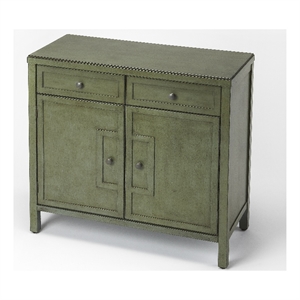 Pemberly Row Imperial Console Cabinet in Distressed Green Wood Finish