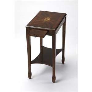 Pemberly Row Gilbert 12&quotW Cherry Brown End Table with Pull-Out Tray