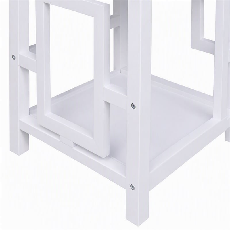 Pemberly Row Town Square End Table with Shelves in White Engineered Wood
