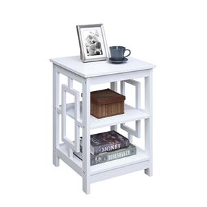 Pemberly Row Town Square End Table with Shelves in White Engineered Wood