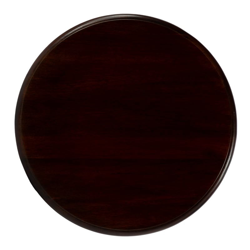 Pemberly Row Round Solid Mango Wood Pedestal Side Table in Brown Finish
