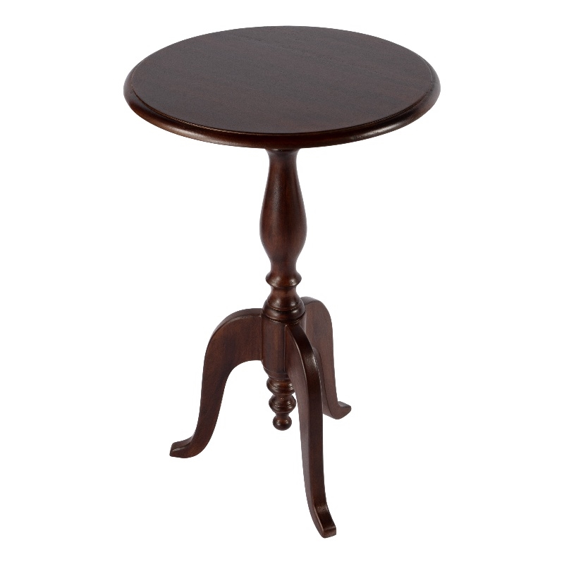 Pemberly Row Round Solid Mango Wood Pedestal Side Table in Brown Finish