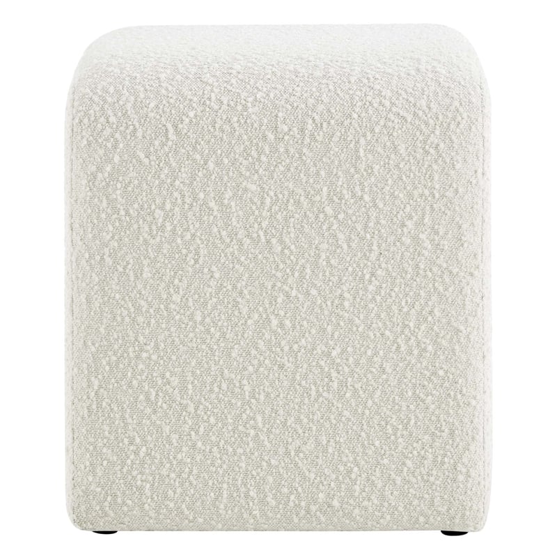 Pemberly Row Waterfall Stool Upholstered in Ivory Boucle Fabric