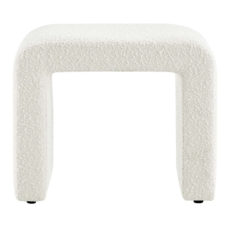 Pemberly Row Waterfall Stool Upholstered in Ivory Boucle Fabric