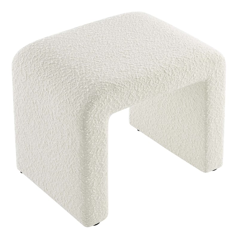 Pemberly Row Waterfall Stool Upholstered in Ivory Boucle Fabric