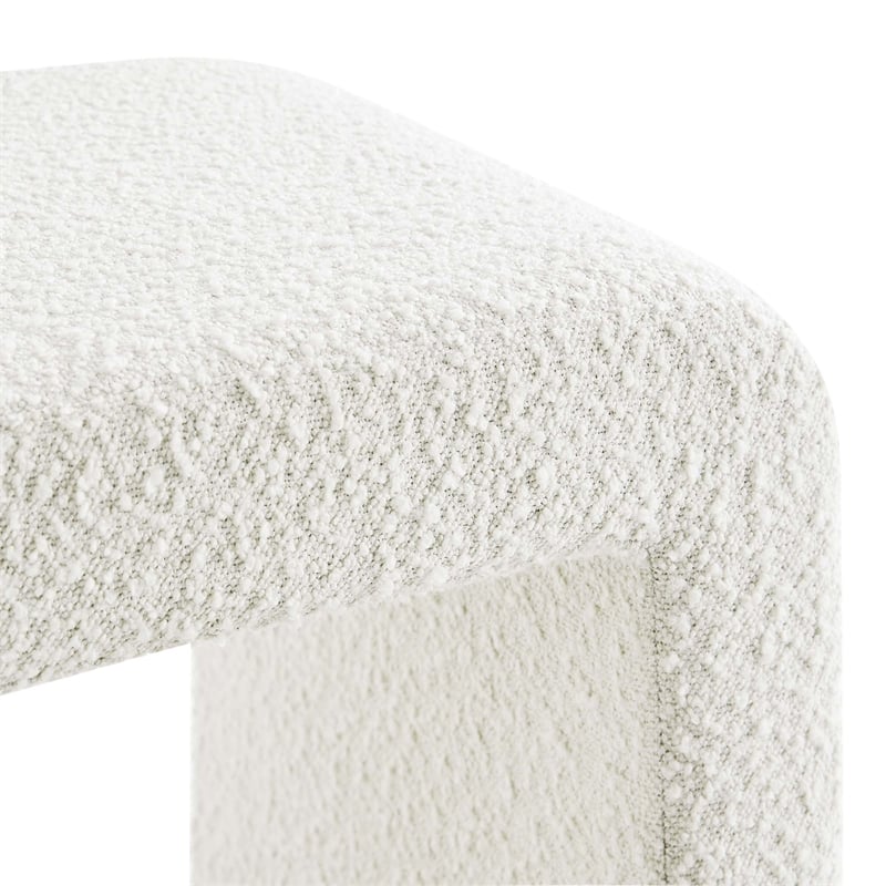 Pemberly Row Waterfall Stool Upholstered in Ivory Boucle Fabric