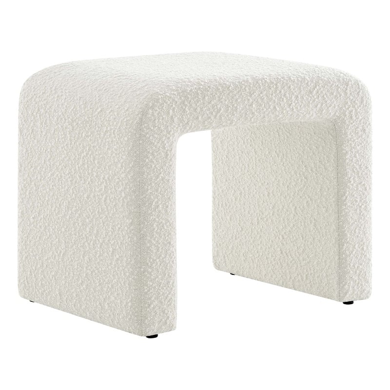 Pemberly Row Waterfall Stool Upholstered in Ivory Boucle Fabric