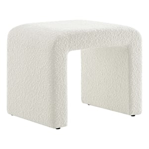 Pemberly Row Waterfall Stool Upholstered in Ivory Boucle Fabric