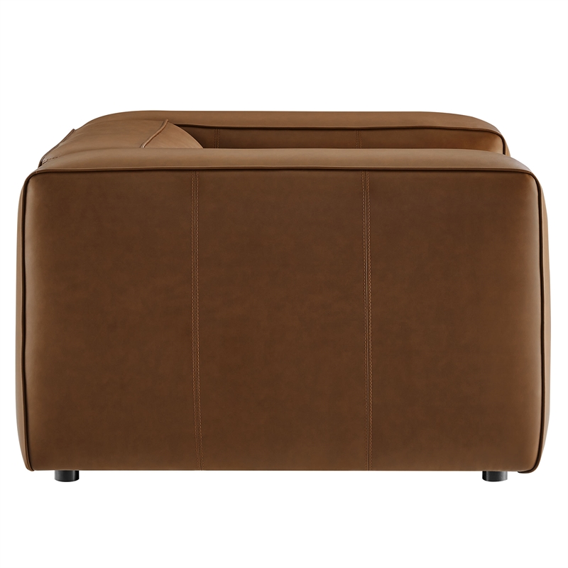 Pemberly Row Vegan Leather Upholstered Armchair in Coffee Finish