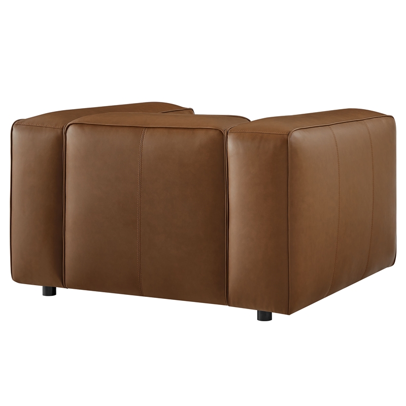 Pemberly Row Vegan Leather Upholstered Armchair in Coffee Finish