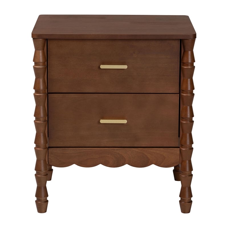 Pemberly Row 2-Drawer Nightstand with Beaded Hourglass Motif in Wood
