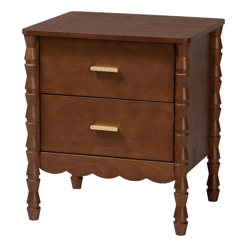 Pemberly Row 2-Drawer Nightstand with Beaded Hourglass Motif in Wood